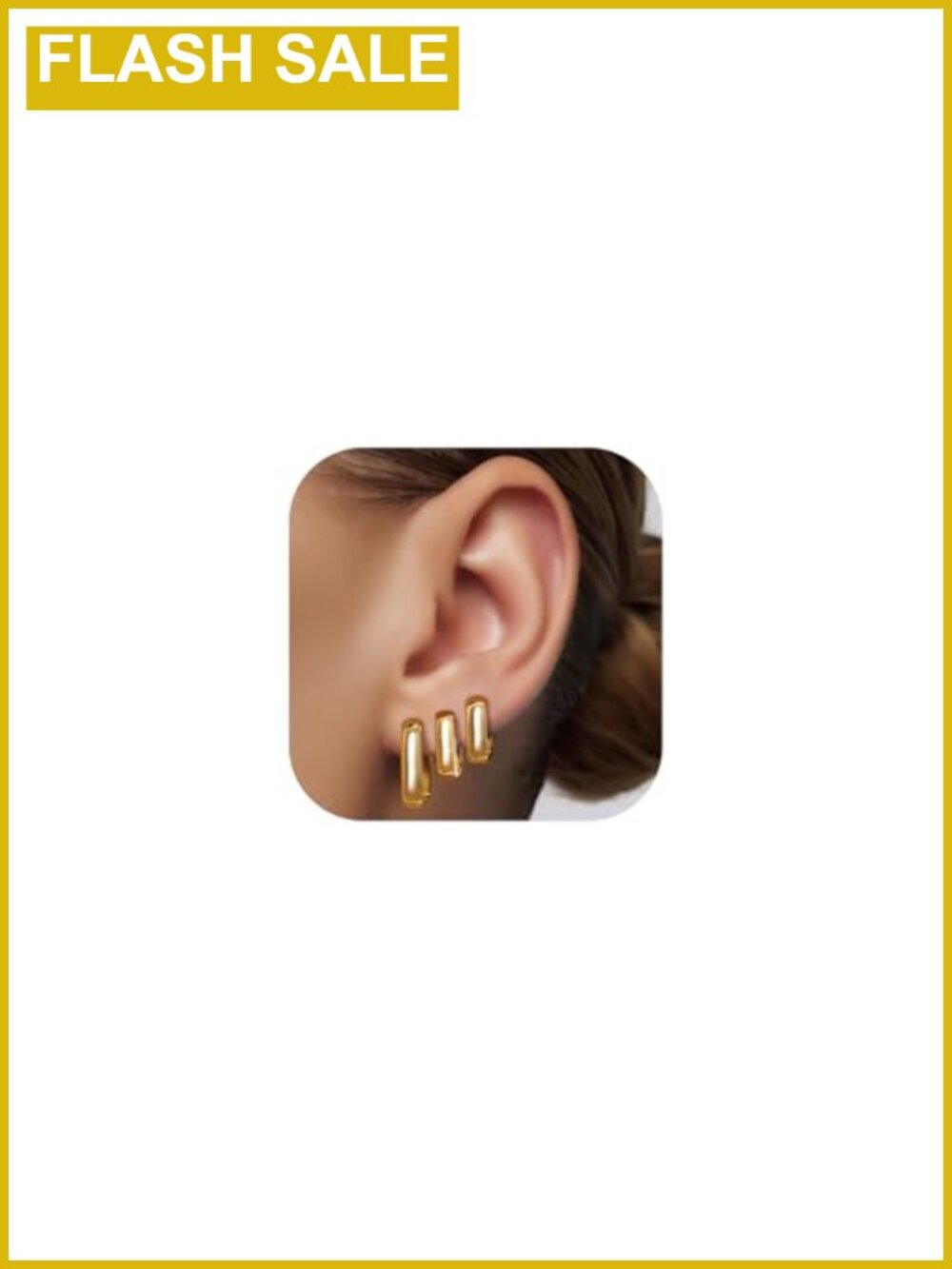 3 Pair 14k Gold Plated Hoop Earrings Set Dainty Hypoallergenic Studs Trendy